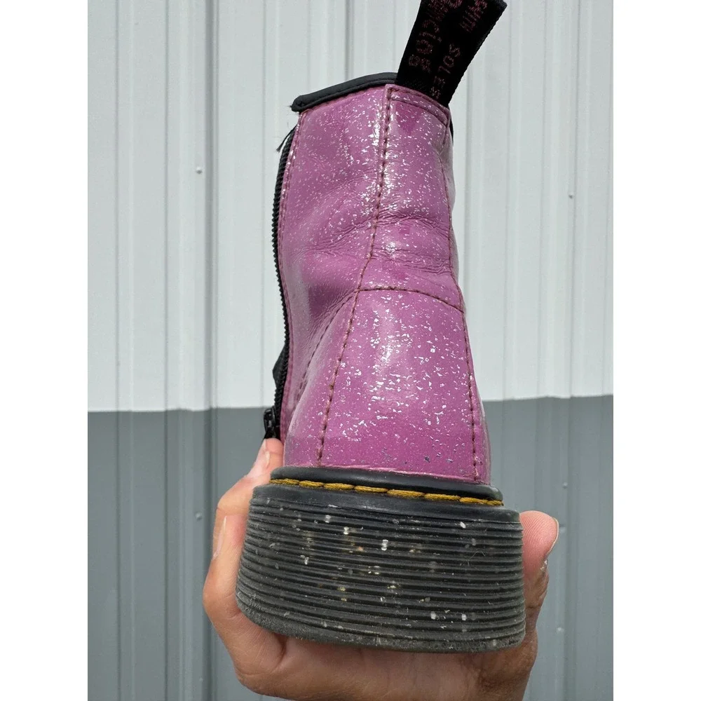 Dr. Martens 1460 Kids Pink Cosmic Glitter Lace Up Combat Ankle Boots Size 3 US